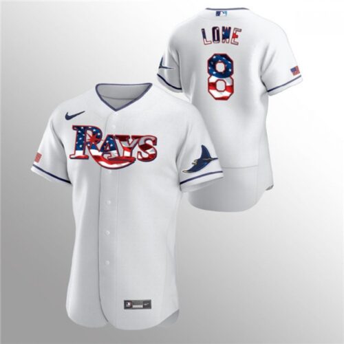 686346f15b39c_1 Men's Tampa Bay Rays #8 Brandon Lowe White 2020 Stars & Stripes Flex Base Stitched Jersey
