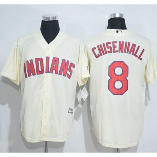686347408c1cc_1 indians #8 Lonnie Chisenhall Cream New Cool Base Stitched MLB Jersey