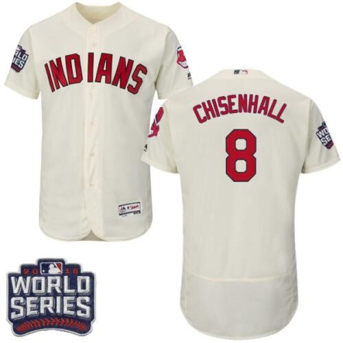 686347438f0a8_1 indians #8 Lonnie Chisenhall Cream Flexbase Authentic Collection 2016 World Series Bound Stitched MLB Jersey