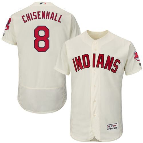 68634746bd02c_1 indians #8 Lonnie Chisenhall Cream Flexbase Authentic Collection Stitched MLB Jersey