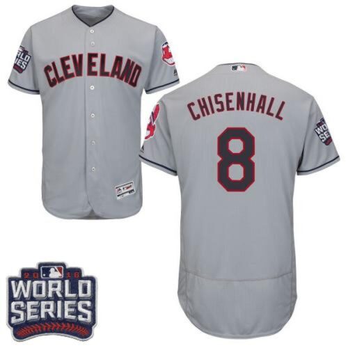 6863474ca48bb_1 indians #8 Lonnie Chisenhall Grey Flexbase Authentic Collection 2016 World Series Bound Stitched MLB Jersey