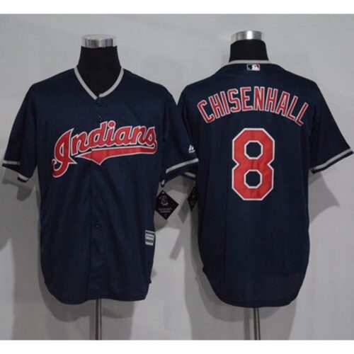 68634753117bb_1 indians #8 Lonnie Chisenhall Navy Blue New Cool Base Stitched MLB Jersey