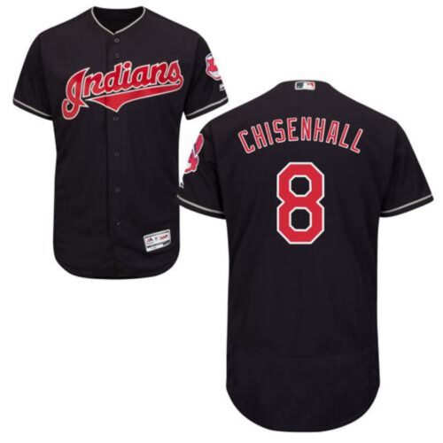686347592ca16_1 indians #8 Lonnie Chisenhall Navy Blue Flexbase Authentic Collection Stitched MLB Jersey