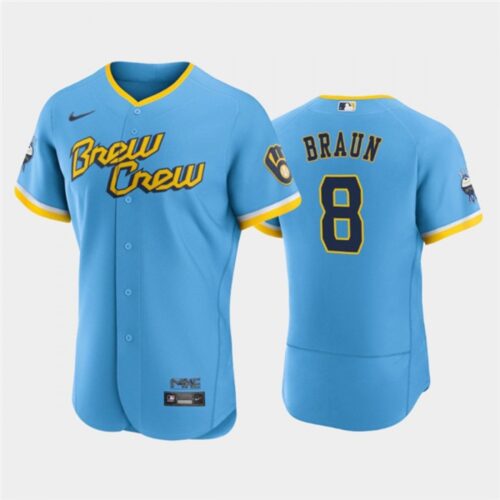 68634761c5c9f_1 Men's Milwaukee Brewers #8 Ryan Braun Powder Blue 2022 City Connect Flex Base Stitched MLB Jersey