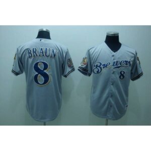 686347918c20f_1 Brewers #8 Ryan Braun Stitched Grey MLB Jersey