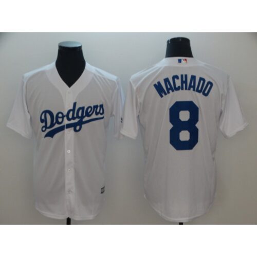 686347ea6e983_1 Men's Los Angeles Dodgers #8 Manny Machado White Cool Base Player Stitched MLB Jersey