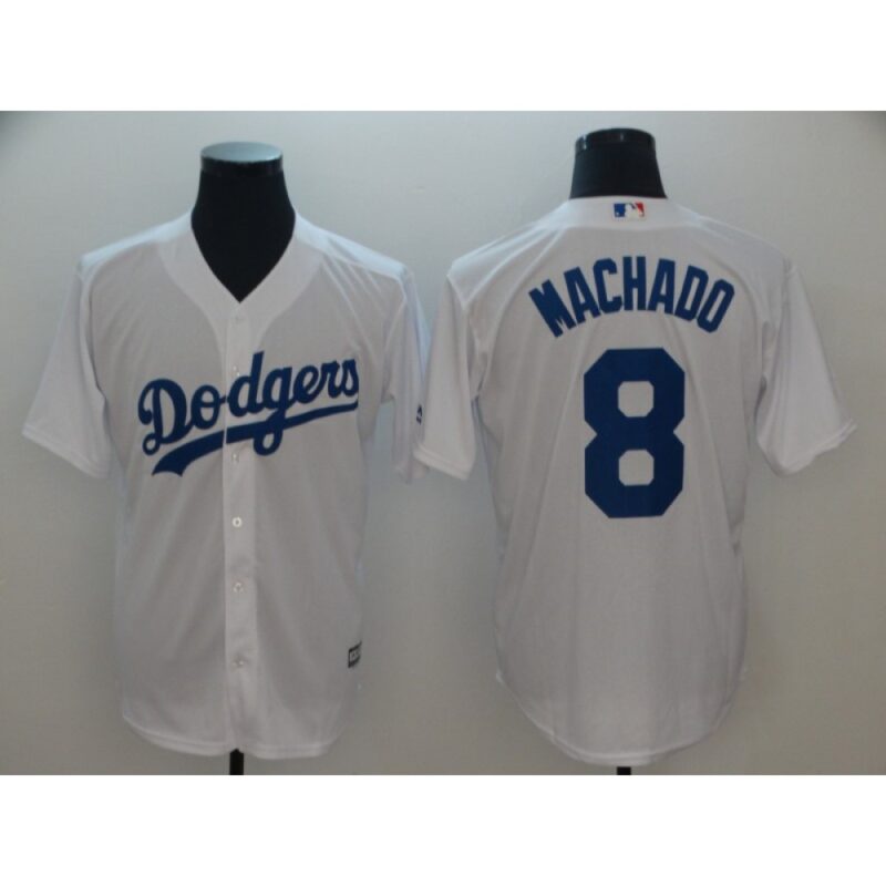 686347ea6e983_1 Men's Los Angeles Dodgers #8 Manny Machado White Cool Base Player Stitched MLB Jersey