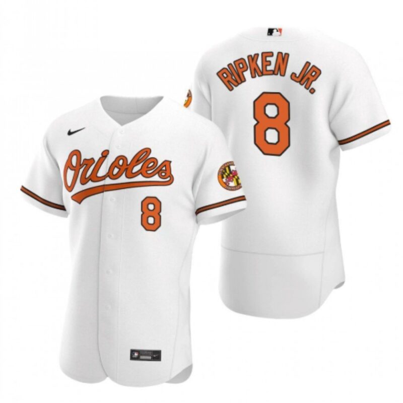 686347f3a0927_1 Men's Baltimore Orioles #8 Cal Ripken Jr. White Flex Base Stitched Jersey