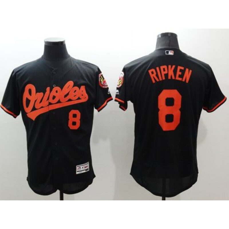 686347ffe3392_1 Orioles #8 Cal Ripken Black Flexbase Authentic Collection Stitched MLB Jersey