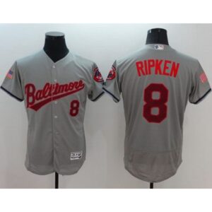 6863480f033a5_1 Orioles #8 Cal Ripken Grey Fashion Stars & Stripes Flexbase Authentic Stitched MLB Jersey