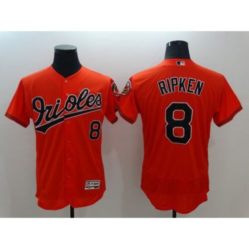 6863481b17c7c_1 Orioles #8 Cal Ripken Orange Flexbase Authentic Collection Stitched MLB Jersey