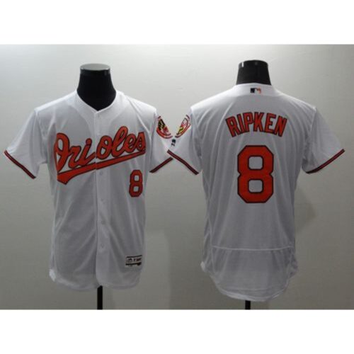 6863482a4afec_1 Orioles #8 Cal Ripken White Flexbase Authentic Collection Stitched MLB Jersey