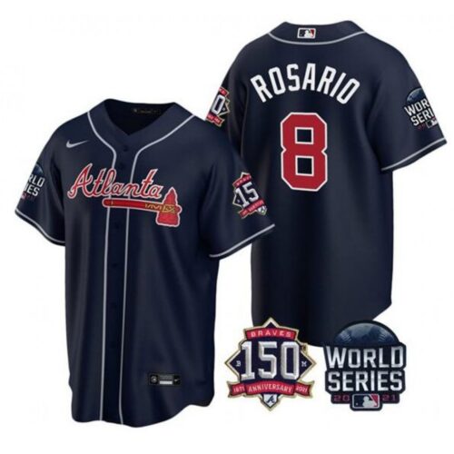 686348466649c_1 Men's Atlanta Braves #8 Eddie Rosario 2021 Navy World Series With 150th Anniversary Patch Cool Base Stitched Jersey