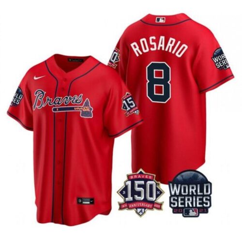 6863484d239b3_1 Men's Atlanta Braves #8 Eddie Rosario 2021 Red World Series With 150th Anniversary Patch Cool Base Stitched Jersey