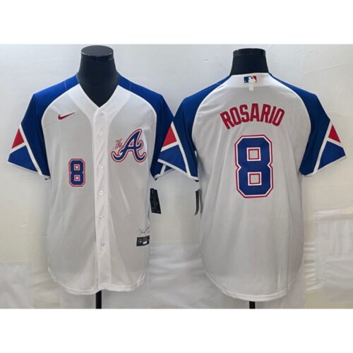 6863485604f03_1 Men's Atlanta Braves #8 Eddie Rosario White 2023 City Connect Cool Base With Patch Stitched Baseball Jersey