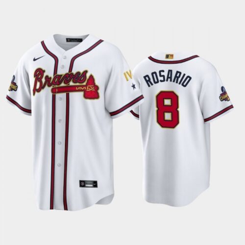 686348592bc63_1 Men's Atlanta Braves #8 Eddie Rosario 2022 White/Gold World Series Champions Program Cool Base Stitched Baseball Jersey