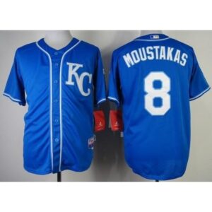 6863488f729a0_1 Royals #8 Mike Moustakas Blue Alternate 2 Cool Base Stitched MLB Jersey