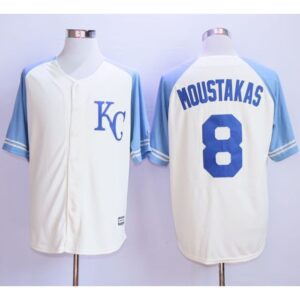686348a3510b4_1 Royals #8 Mike Moustakas Cream Exclusive Vintage Stitched MLB Jersey