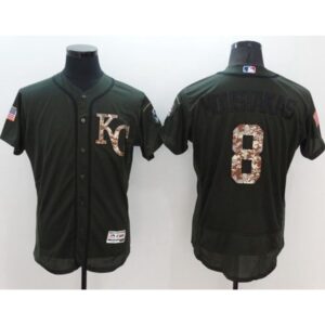 686348ae9fd92_1 Royals #8 Mike Moustakas Green Flexbase Authentic Collection Salute to Service Stitched MLB Jersey