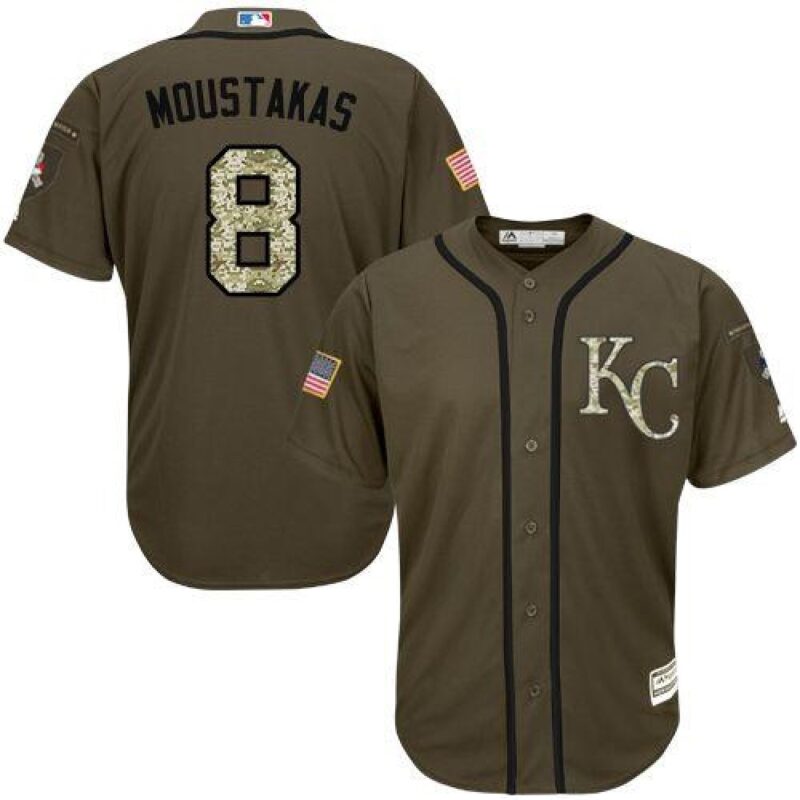 686348b49fda6_1 Royals #8 Mike Moustakas Green Salute to Service Stitched Youth MLB Jersey