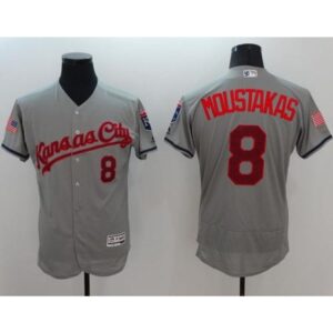 686348bd4ab04_1 Royals #8 Mike Moustakas Grey Fashion Stars & Stripes Flexbase Authentic Stitched MLB Jersey