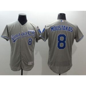 686348c058bbb_1 Royals #8 Mike Moustakas Grey Flexbase Authentic Collection Stitched MLB Jersey