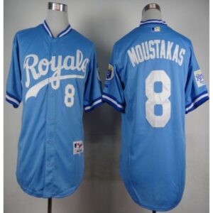 686348c3c8d94_1 Royals #8 Mike Moustakas Light Blue 1985 Turn Back The Clock Stitched MLB Jersey