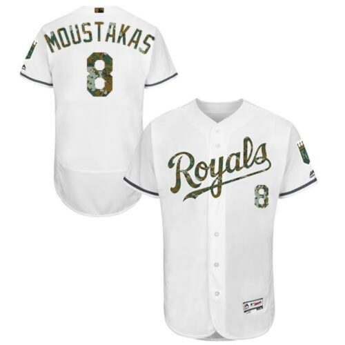 686349045f122_1 Royals #8 Mike Moustakas White Flexbase Authentic Collection 2016 Memorial Day Stitched MLB Jersey