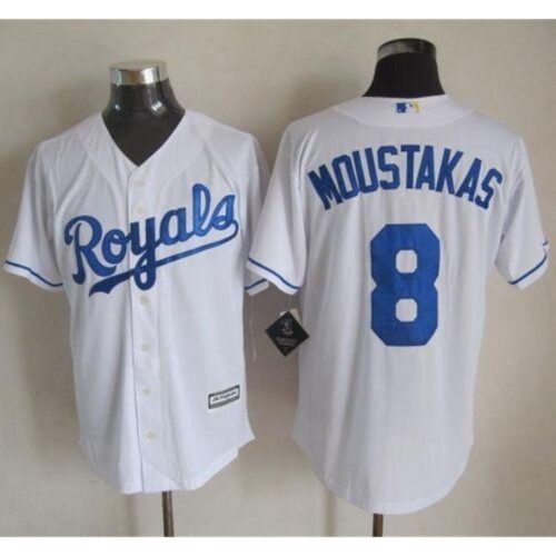 68634911d57a3_1 Royals #8 Mike Moustakas White New Cool Base Stitched MLB Jersey