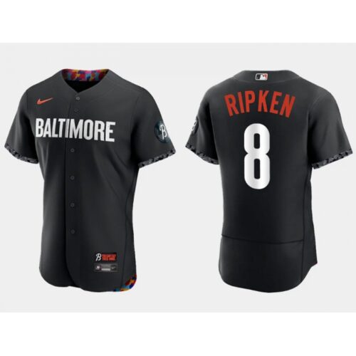 6863494c3ca0d_1 Men's Baltimore Orioles #8 Cal Ripken Jr. Black 2023 City Connect Flex Base Stitched Baseball Jersey