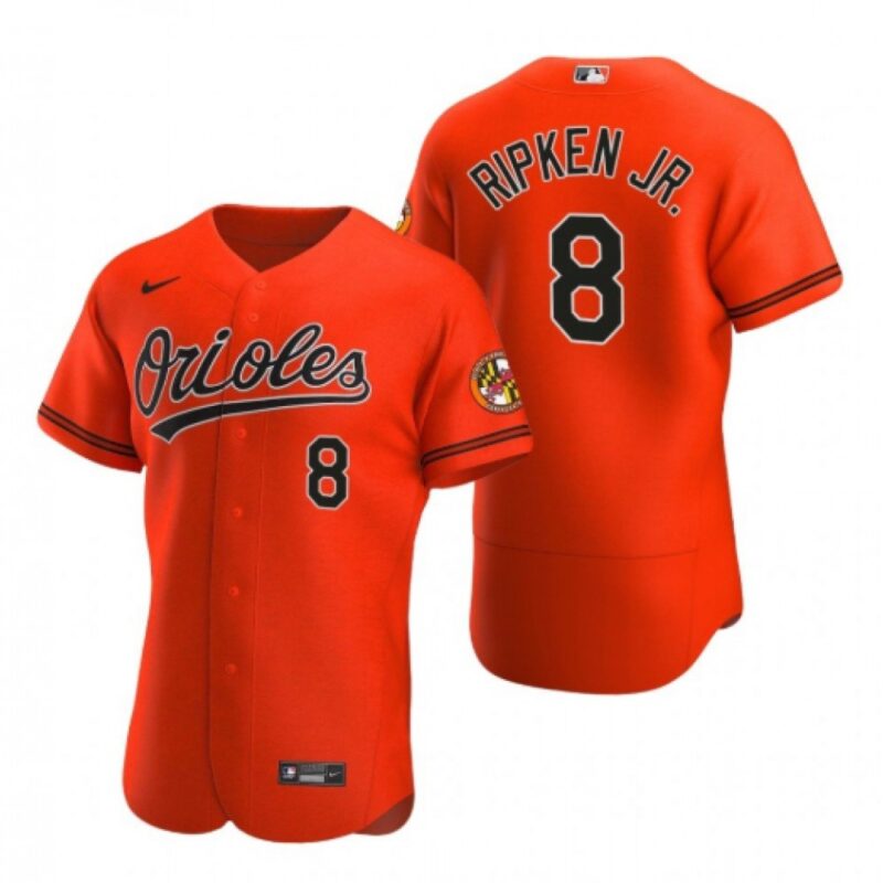 6863495802e71_1 Men's Baltimore Orioles #8 Cal Ripken Jr. Orange Flex Base Stitched Jersey