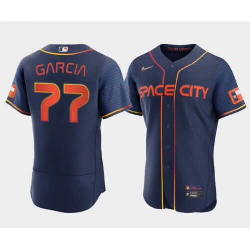 6863497dd37f9_1 Men's Houston Astros #77 Luis Garcia 2022 Navy City Connect Flex Base Stitched Baseball Jersey