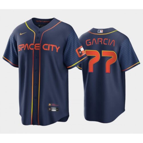 68634980e06a9_1 Men's Houston Astros #77 Luis Garcia 2022 Navy City Connect Cool Base Stitched Jersey