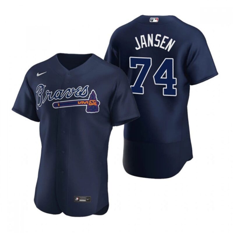 686349a4c2f65_1 Men's Atlanta Braves #74 Kenley Jansen Navy Flex Base Stitched Baseball Jersey