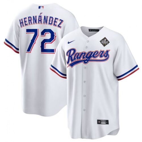 68634a6c3cfc1_1 Men's Texas Rangers #72 Jonathan Hernandez White 2023 World Series Stitched Baseball Jersey
