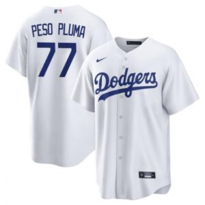 68634a8b36c85_1 Women's Los Angeles Dodgers #77 Peso Pluma White Stitched Baseball Jersey(Run Small)