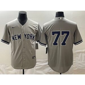 68634a9599b79_1 Men's New York Yankees #77 Clint Frazier Gray Cool Base Stitched Jersey