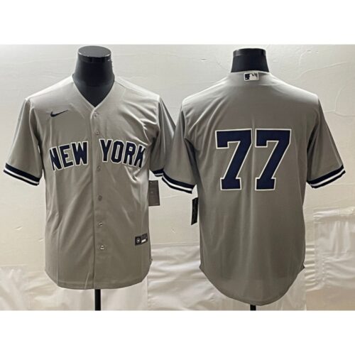 68634a9599b79_1 Men's New York Yankees #77 Clint Frazier Gray Cool Base Stitched Jersey