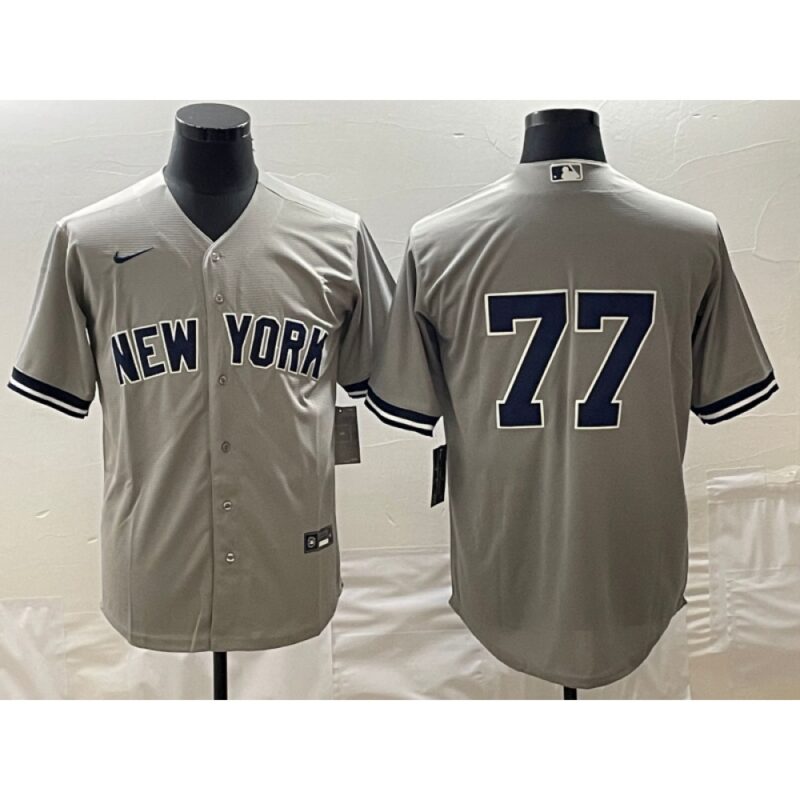 68634a9599b79_1 Men's New York Yankees #77 Clint Frazier Gray Cool Base Stitched Jersey