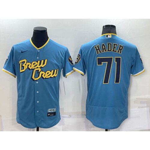 68634ae76e011_1 Men's Milwaukee Brewers #71 Josh Hader 2022 Powder Blue City Connect Flex Base Stitched Jersey