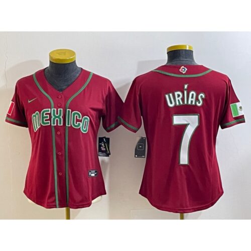 68634b2d49840_1 Youth Mexico Baseball #7 Julio Urias 2023 Red World Baseball Classic Stitched Jersey