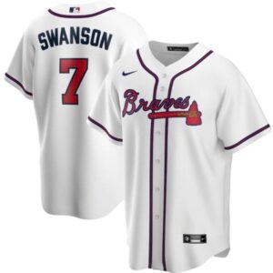 68634b41a4f75_1 Youth Atlanta Braves #7 Dansby Swanson White Cool Base Stitched Jersey