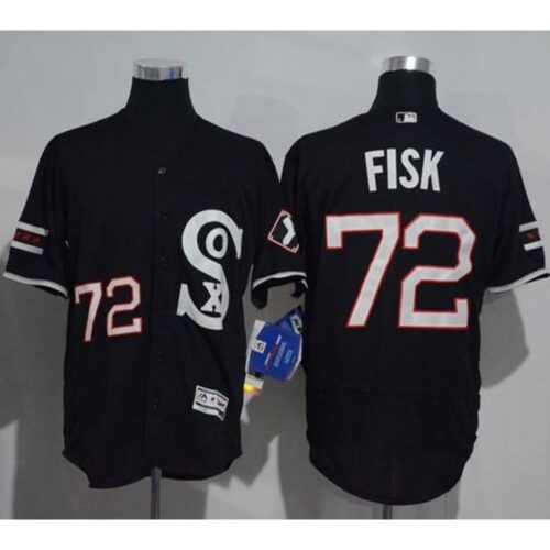 68634b4cd7068_1 White Sox #72 Carlton Fisk Black New Flexbase Authentic Collection Stitched MLB Jersey