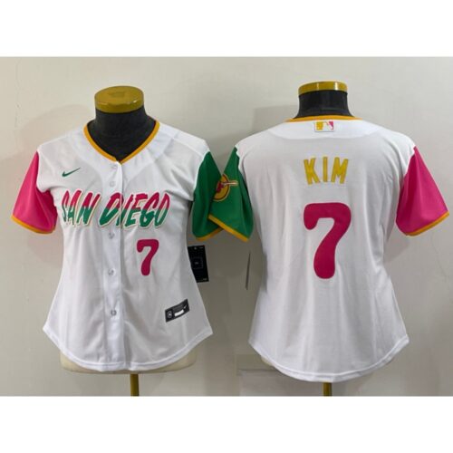 68634b5545580_1 Women's San Diego Padres #7 Ha Seong Kim 2022 White City Connect Cool Base Stitched Baseball Jersey(Run Small)