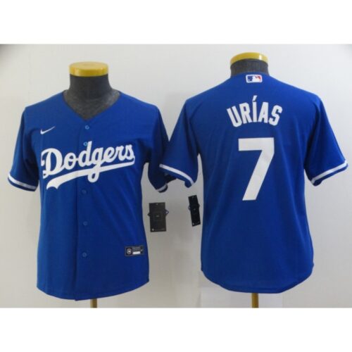 68634b694b9a7_1 Youth Los Angeles Dodgers #7 Julio Urias Blue Cool Base Stitched Jersey