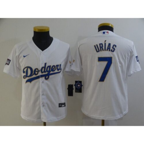 68634b7673fb2_1 Youth Los Angeles Dodgers #7 Julio Urias White Gold Championship Cool Base Stitched Jersey