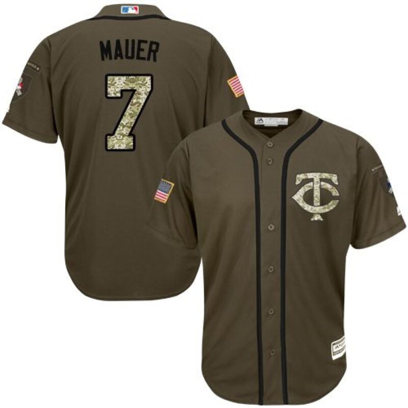 68634ba595f04_1 Twins #7 Joe Mauer Green Salute to Service Stitched Youth MLB Jersey
