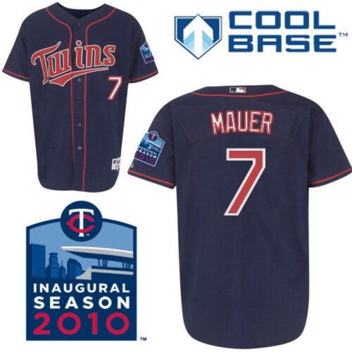 68634baaec6c5_1 Twins #7 Joe Mauer Stitched Navy Blue Cool Base Youth MLB Jersey