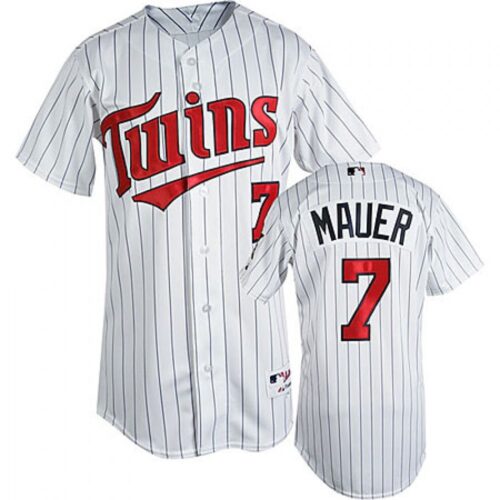 68634bad969ef_1 Twins #7 Joe Mauer Stitched White(Blue Strip) Cool Base Youth MLB Jersey