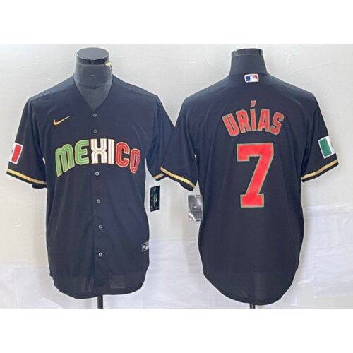 68634bb071b22_1 Men's Mexico Baseball #7 Julio Urias Black 2023 World Baseball Classic Stitched Jersey